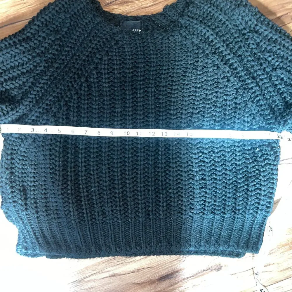 Kut from the Kloth Black Chunky Knit Sweater Cozy Textured Pullover Size Medium